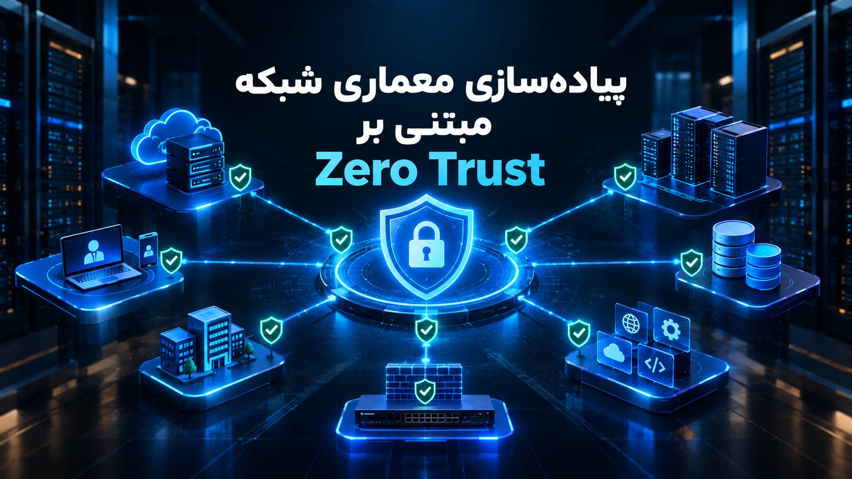 پیاده‌سازی معماری شبکه مبتنی بر Zero Trust برای ایجاد دسترسی امن و کنترل‌شده میان کاربران، تجهیزات و منابع شبکه